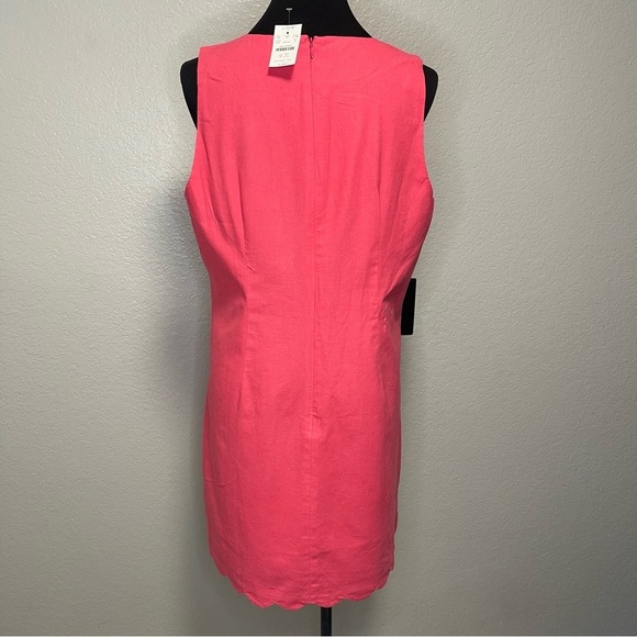 NWT J.Crew Scalloped Linen Blend Shift Dress in Guava Pink Rose Size 12 - Picture 4 of 8
